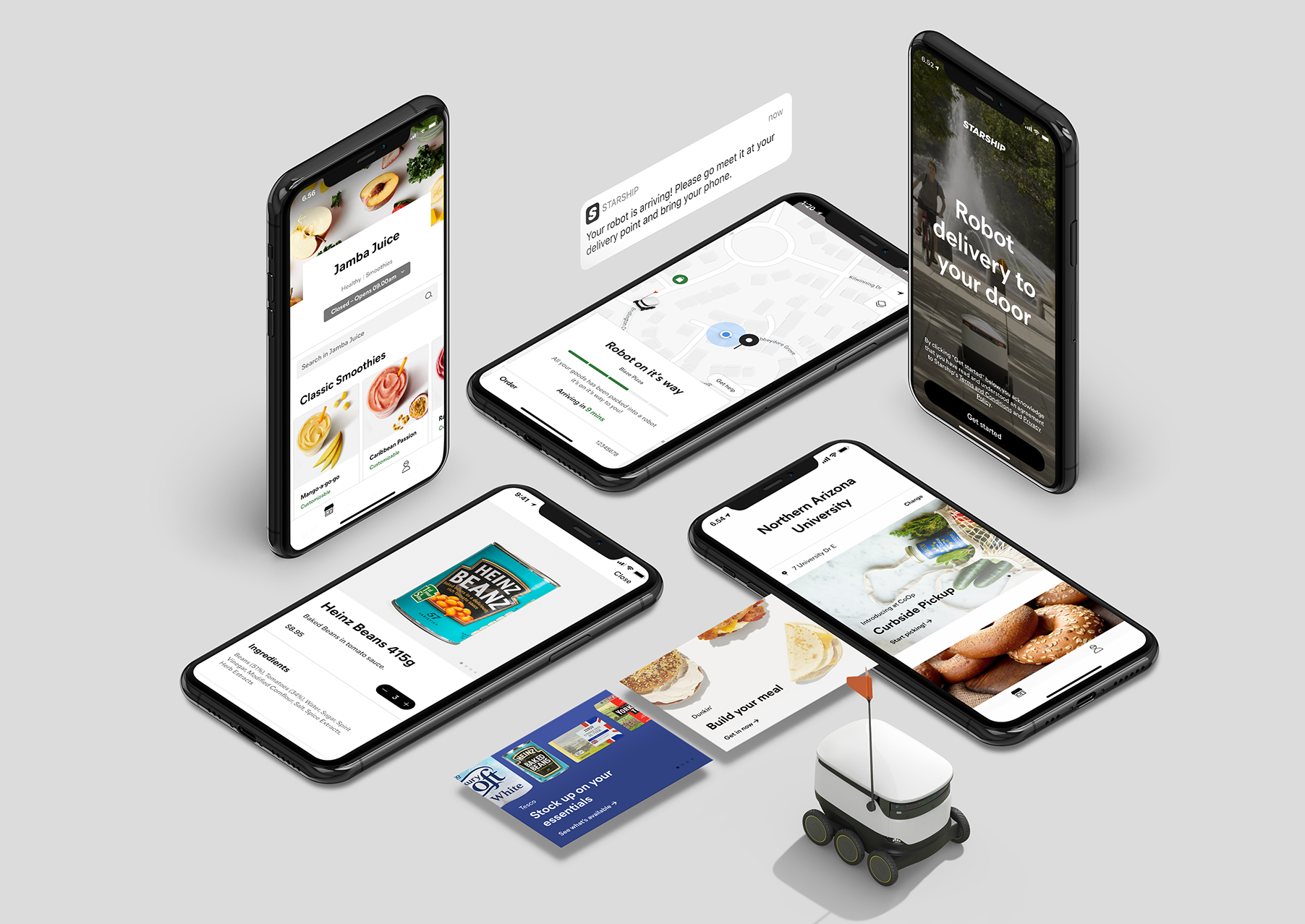 Collage of the Starship consumer app across multiple screens